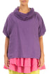 Boxy Cowl Neck Purple Linen Blouse 1