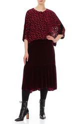 Boxy Devoré Petals Claret Silk Velvet Jacket 5