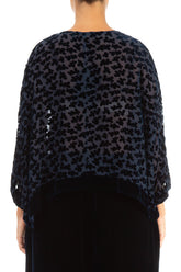 Boxy Devoré Petals Navy Silk Velvet Jacket 2