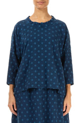 Boxy Dotty Royal Blue Silk Blouse 1