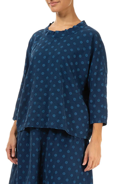 Boxy Dotty Royal Blue Silk Blouse 3
