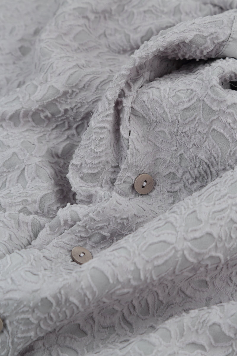 Boxy Floral Lilac Grey Silk Jacket 5