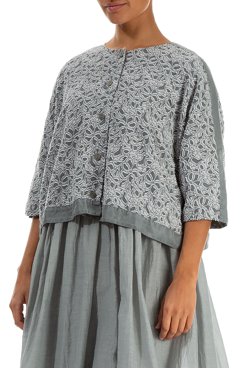 Boxy Floral Sage Silk Jacket 3
