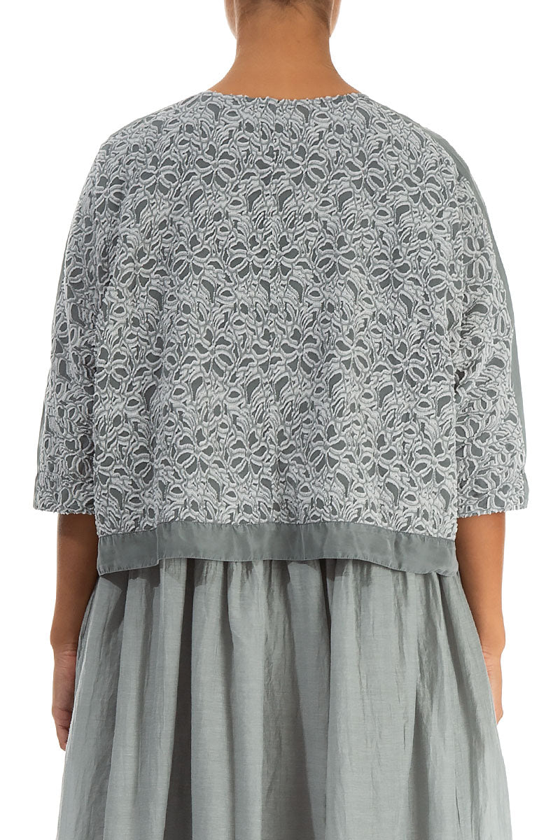 Boxy Floral Sage Silk Jacket 2
