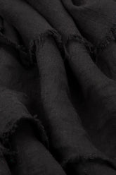 Boxy Frayed Edge Black Gauze Linen Blouse 5