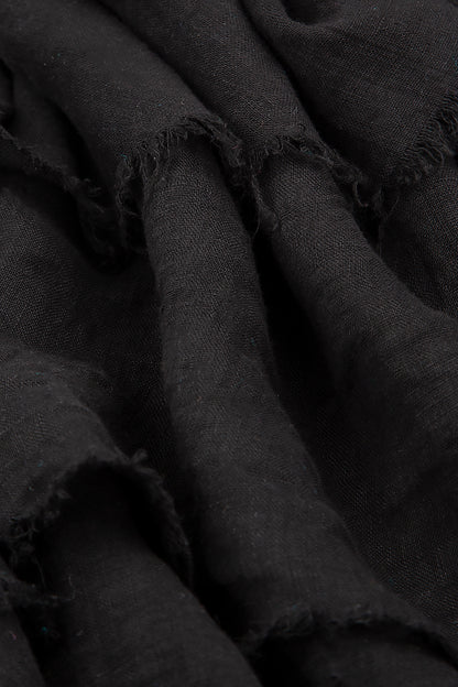 Boxy Frayed Edge Black Gauze Linen Blouse 5