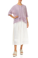 Boxy Frayed Edge Lilac Gauze Linen Blouse 4