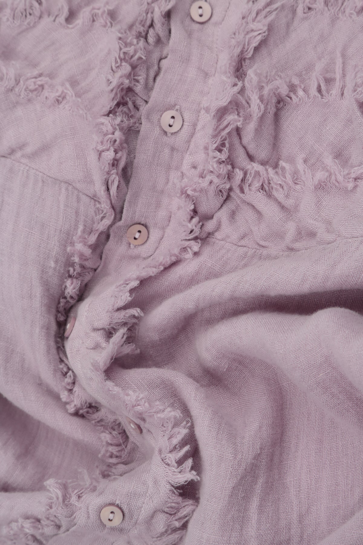 Boxy Frayed Edge Lilac Gauze Linen Blouse 5