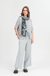 Boxy Frayed Edge Silver Grey Gauze Linen Blouse 6