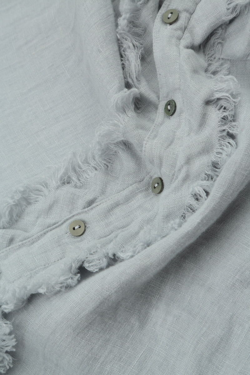 Boxy Frayed Edge Silver Grey Gauze Linen Blouse 5