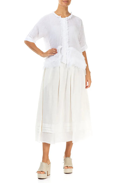 Boxy Frayed Edge White Gauze Linen Blouse 4