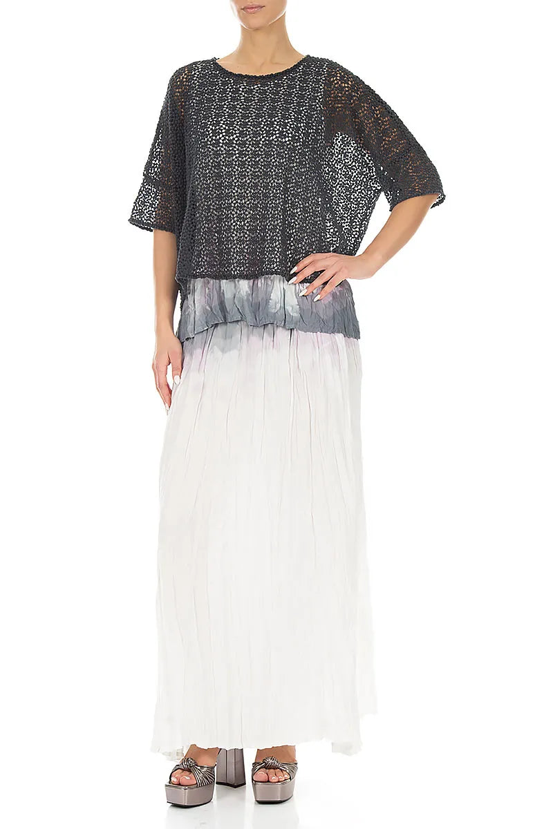 Boxy Graphite Broderie Cotton Blouse 4