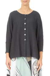 Boxy Graphite Linen Cardigan 1