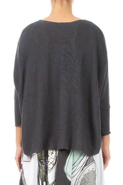 Boxy Graphite Linen Cardigan 2