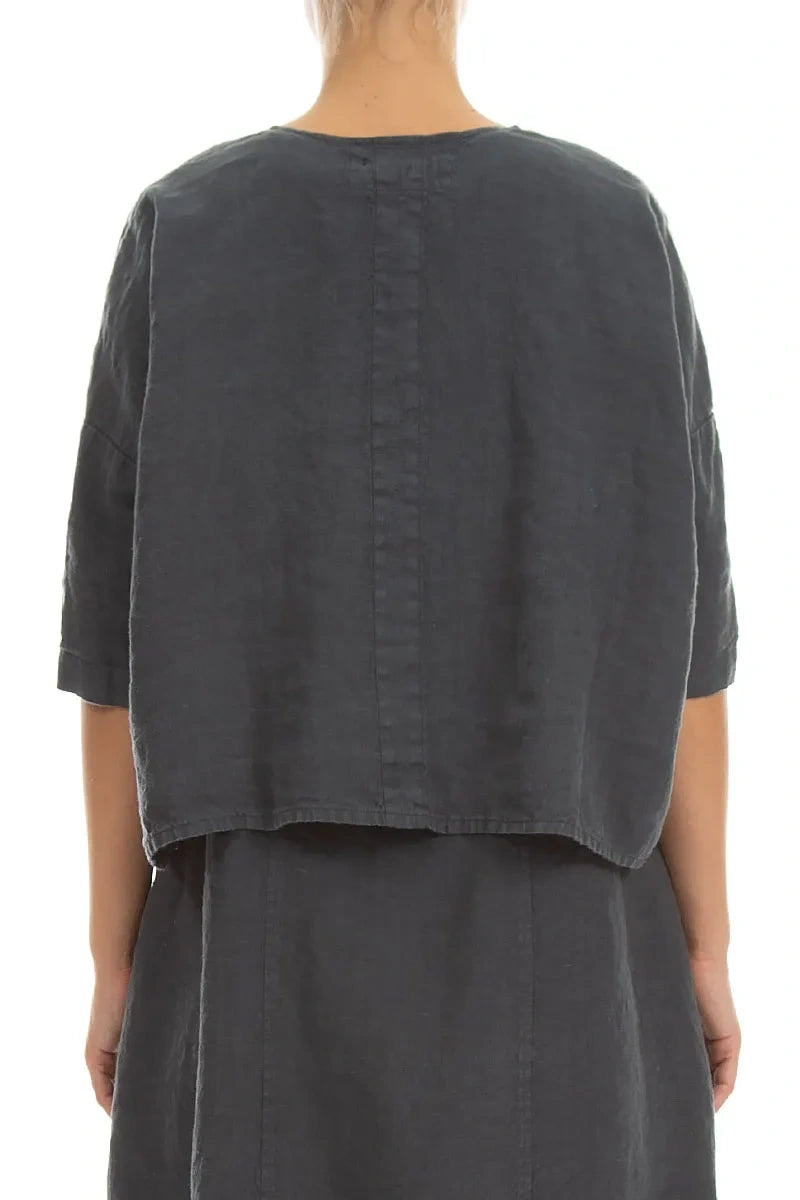 Boxy Graphite Linen Jacket 2