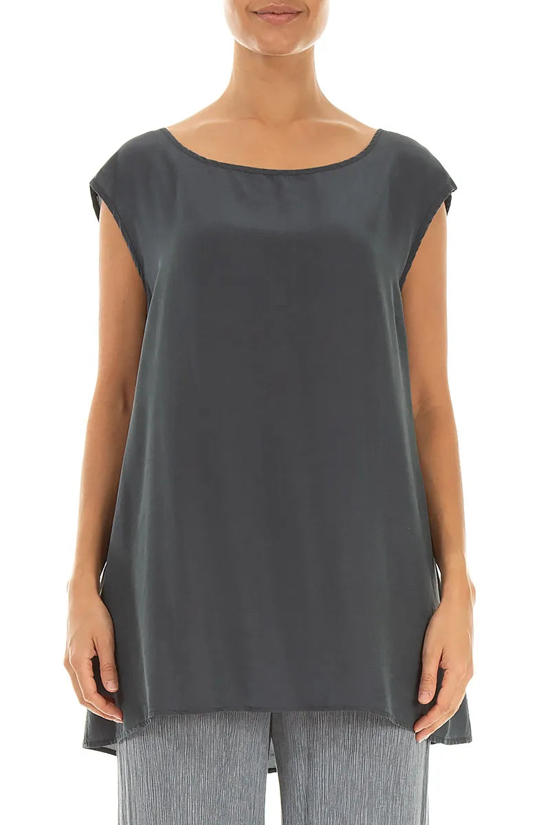 Chemisier Boxy en Soie et Bambou Graphite
