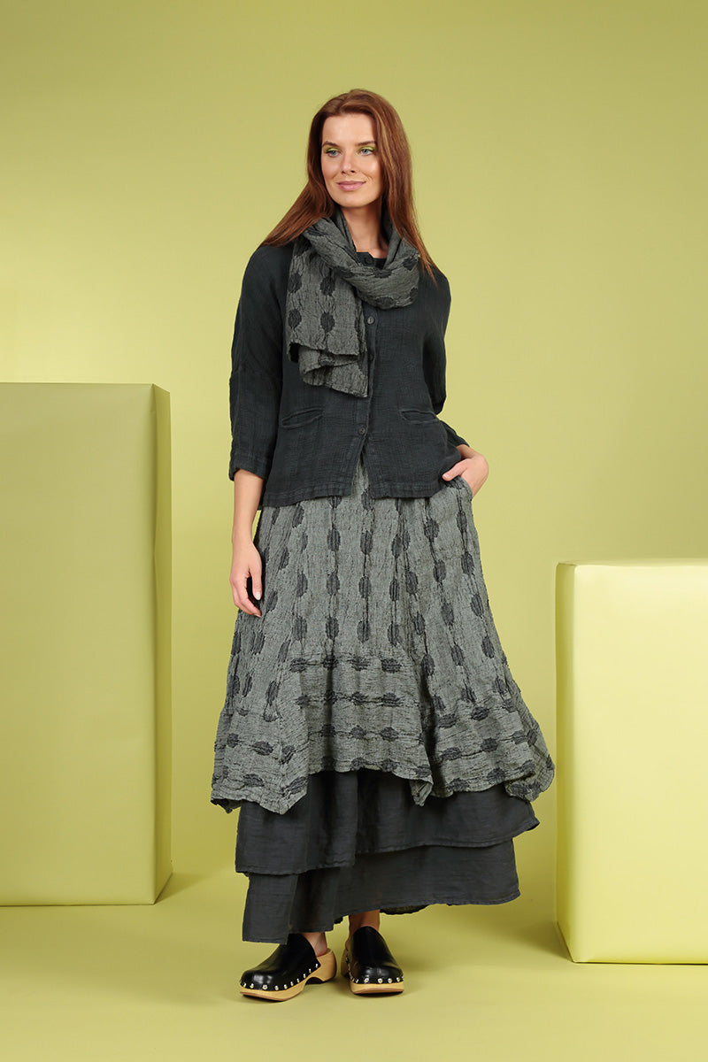 Boxy Graphite Textured Linen Jacket Blouse 7