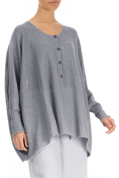 Boxy Light Grey Linen Cardigan 3