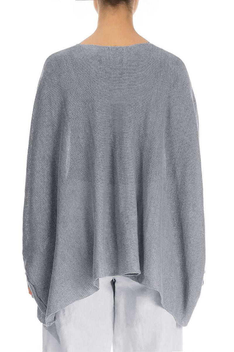 Boxy Light Grey Linen Cardigan 2