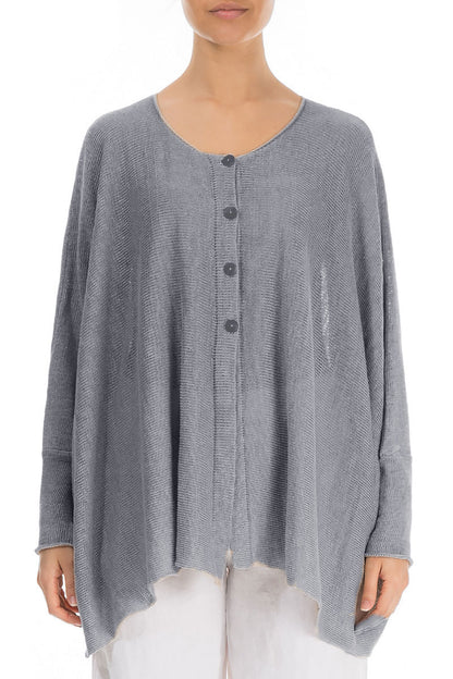 Boxy Light Grey Linen Cardigan 1