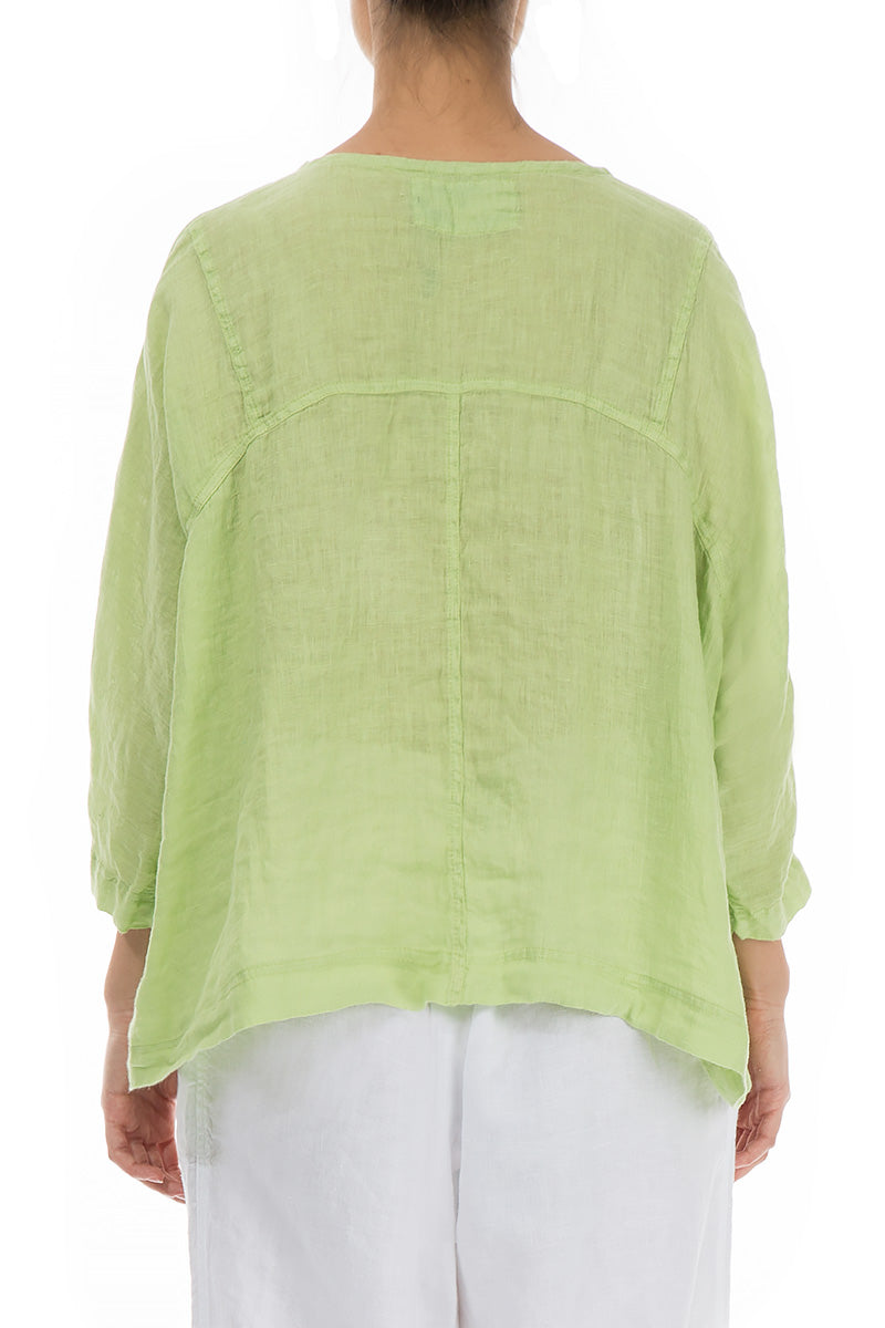 Boxy Lime Gauze Linen Blouse 2