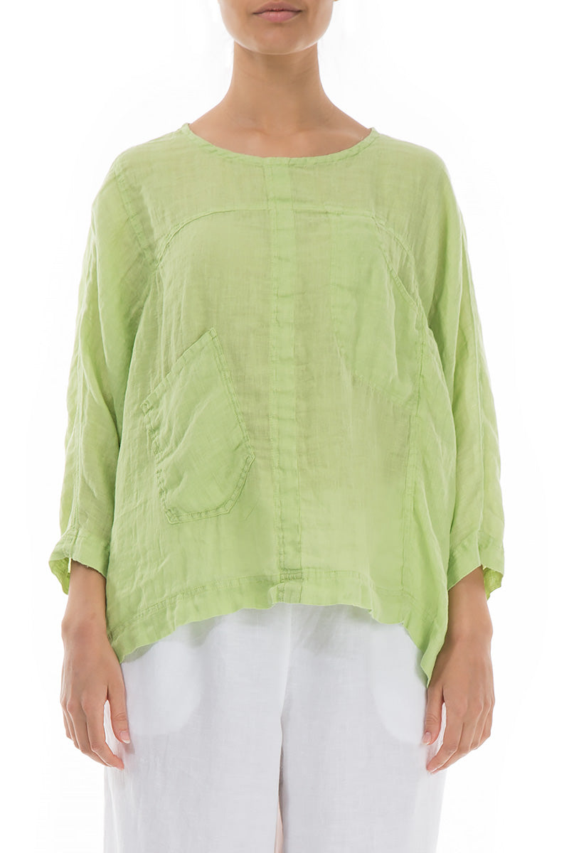 Boxy Lime Gauze Linen Blouse 1