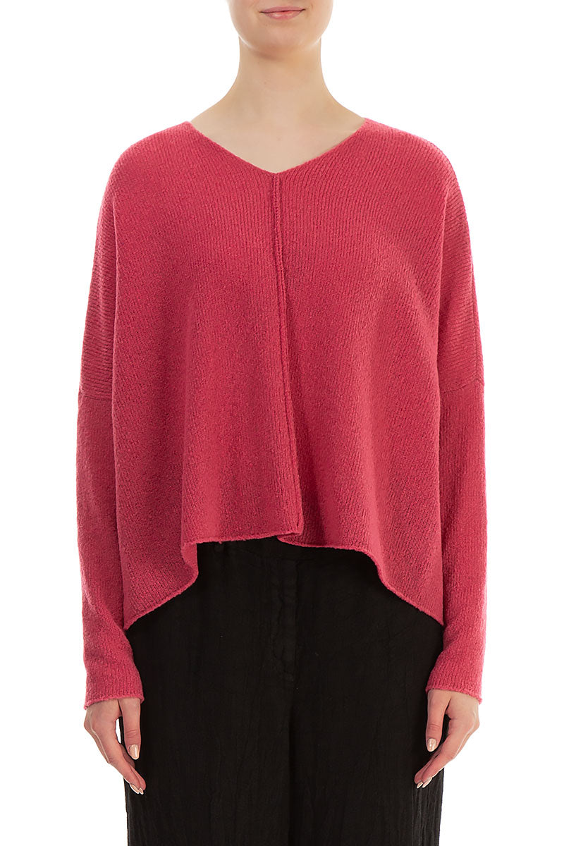 Boxy Longer Back Pink Punch Wool Sweater 1