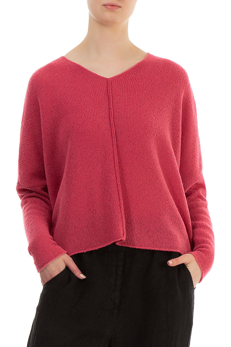Boxy Longer Back Pink Punch Wool Sweater 3