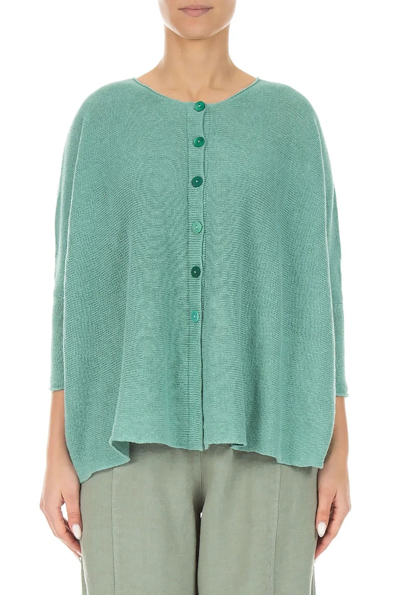 Boxy Mint Linen Cardigan 1