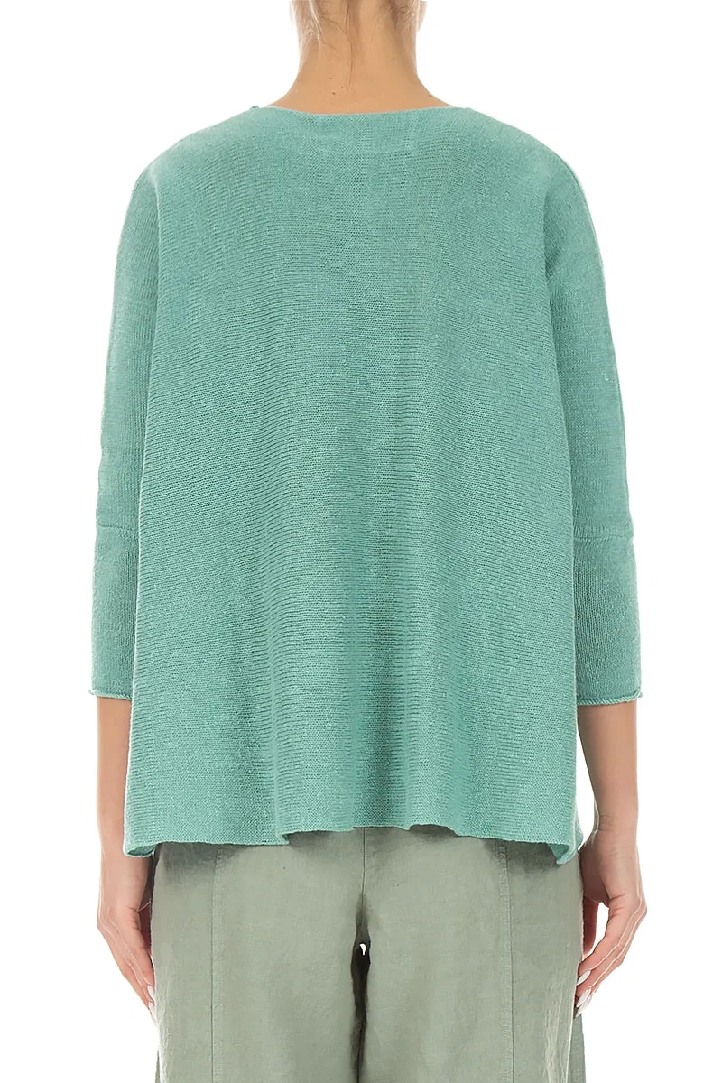 Boxy Mint Linen Cardigan 2