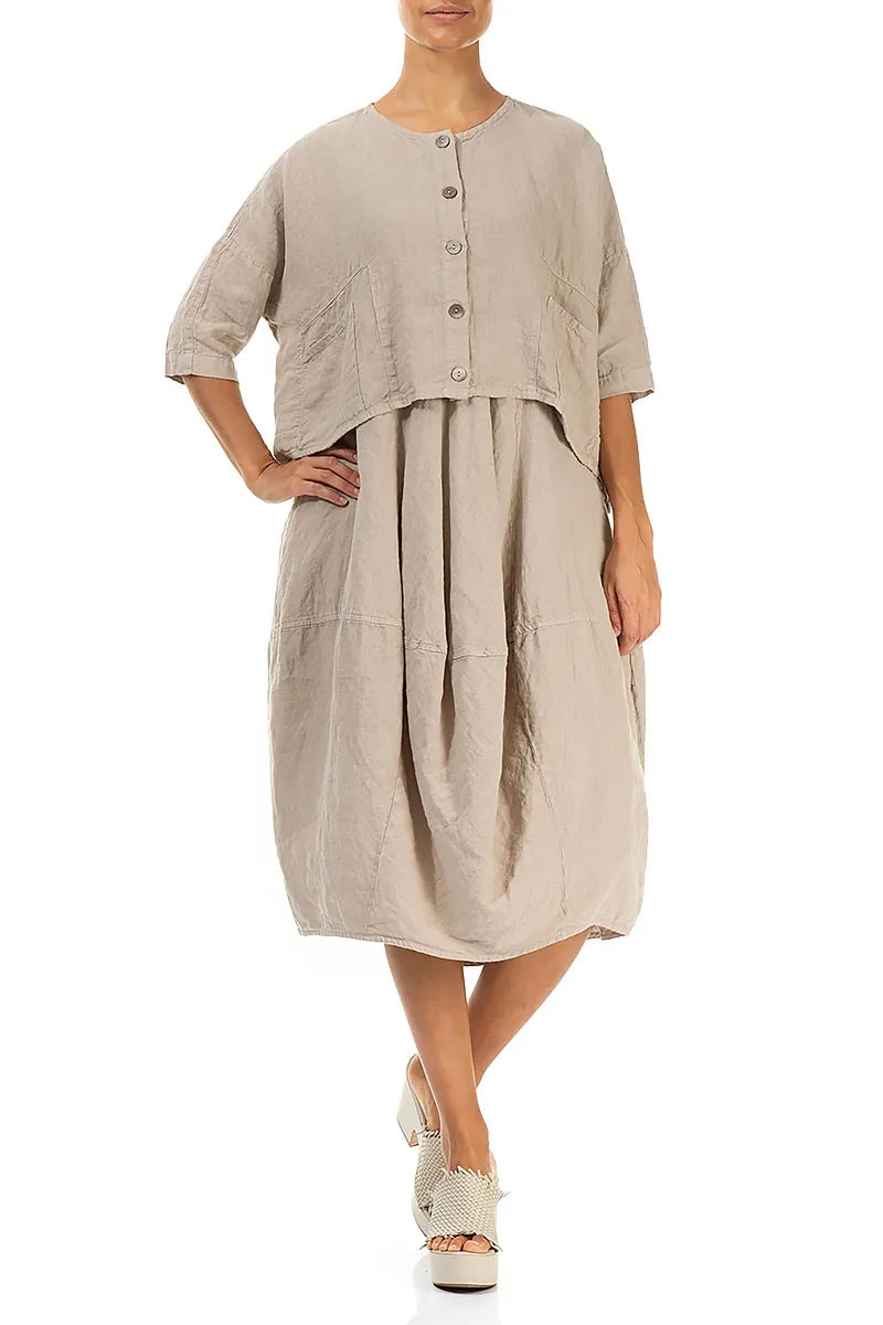 Boxy Beige Linen Jacket 4