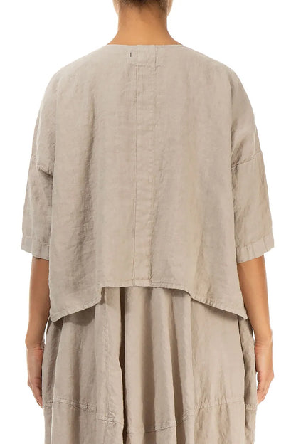 Boxy Beige Linen Jacket 2