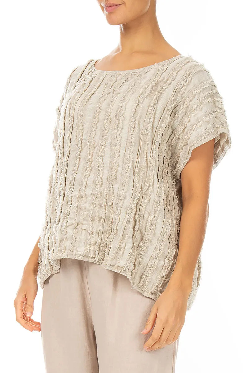 Boxy Natural Textured Linen Blouse 3