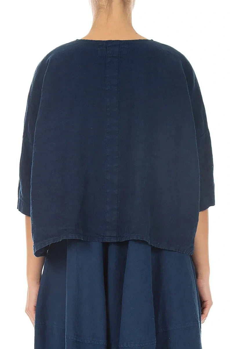 Boxy Navy Linen Jacket 2