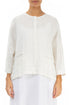 Boxy Off White Textured Linen Jacket Blouse 1