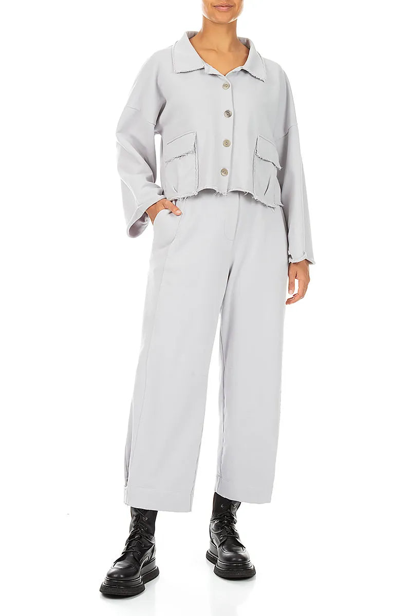 Boxy Pearl Grey French Terry Cotton Jacket 4