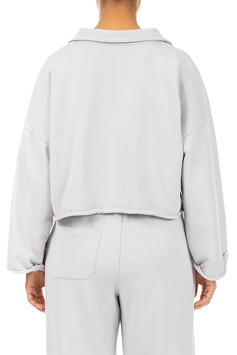 Boxy Pearl Grey French Terry Cotton Jacket 2