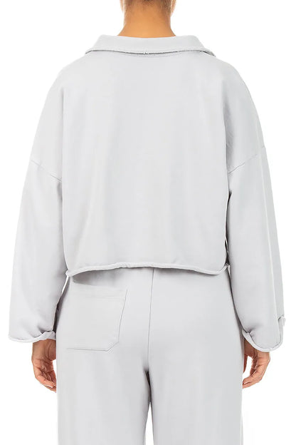 Veste boxy en coton French Terry gris perle