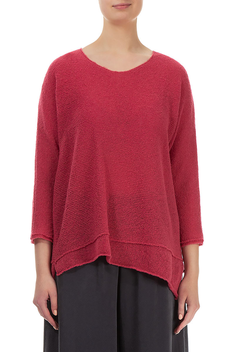 Boxy Pink Punch Wool Sweater 1
