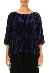 Boxy Royal Purple Crumpled Silk Velvet Blouse 1
