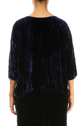 Boxy Royal Purple Crumpled Silk Velvet Blouse 2