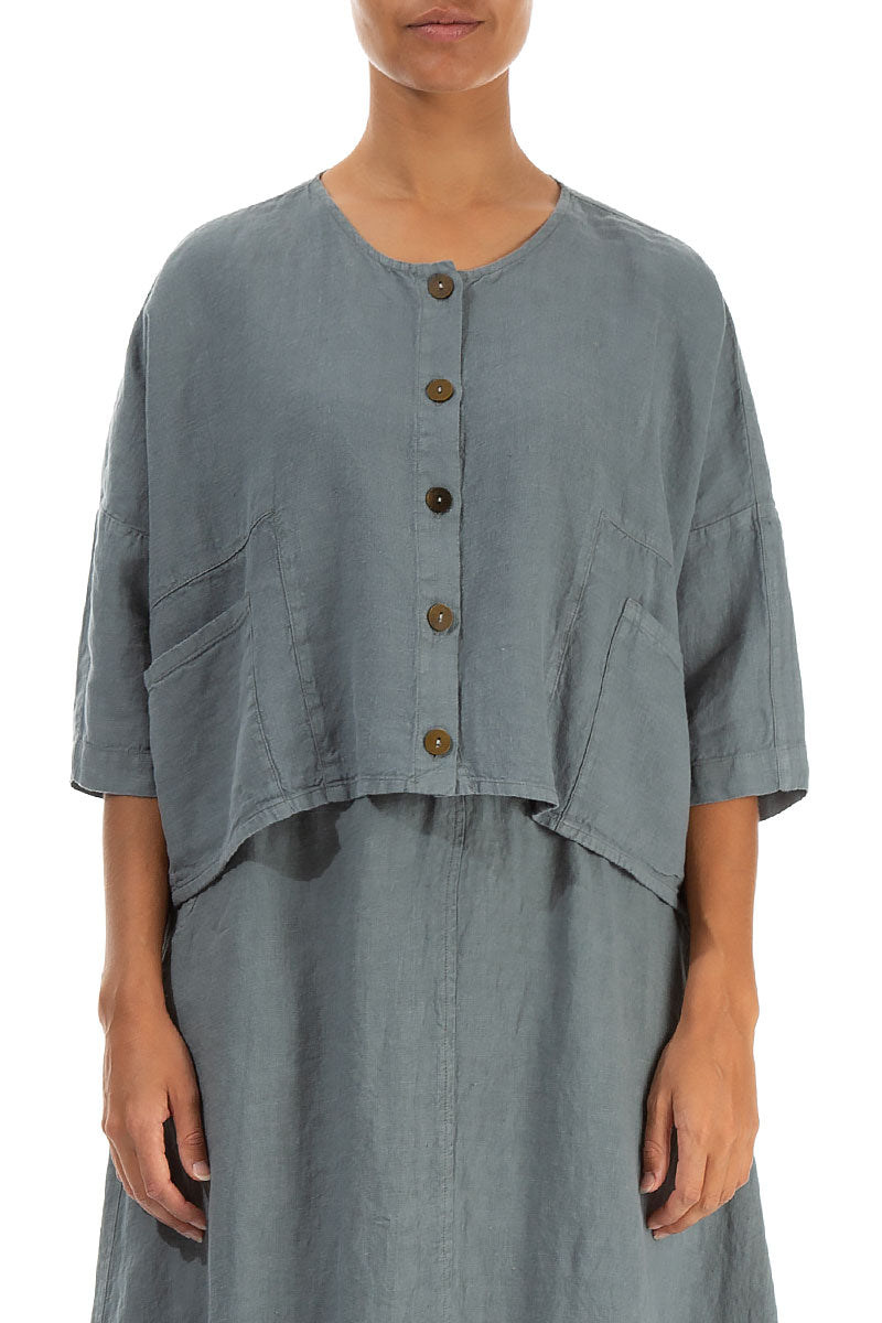 Boxy Sage Linen Jacket 1