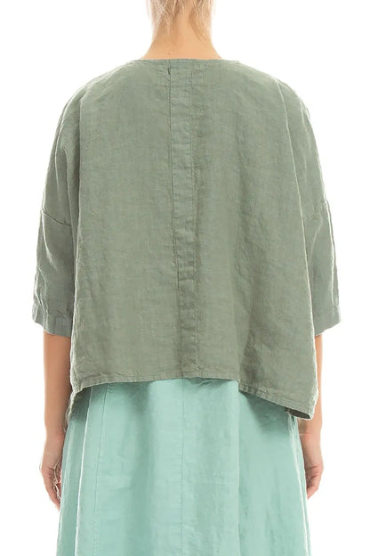 Boxy Sage Linen Jacket 2