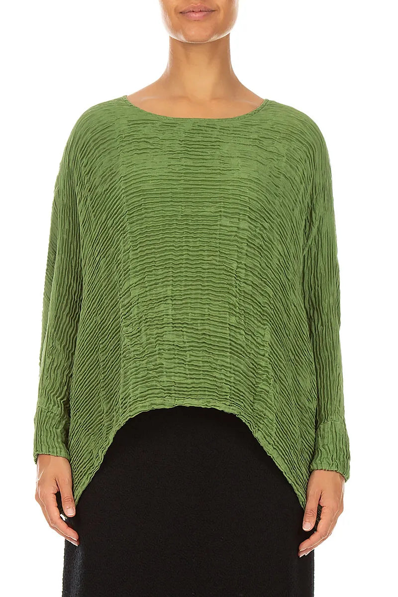 Blouses amples en soie plissée vert trèfle
