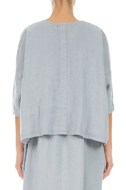 Veste ample en lin gris argenté