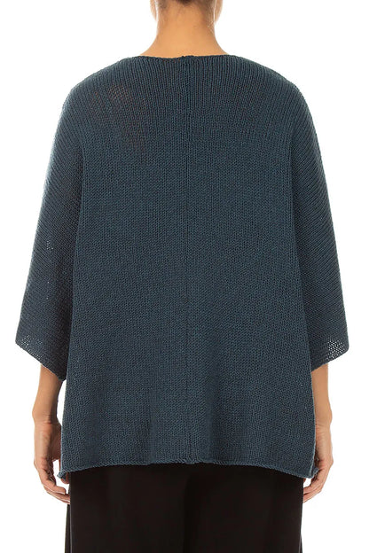 Boxy Slate Blue Merino Wool Jumper 2