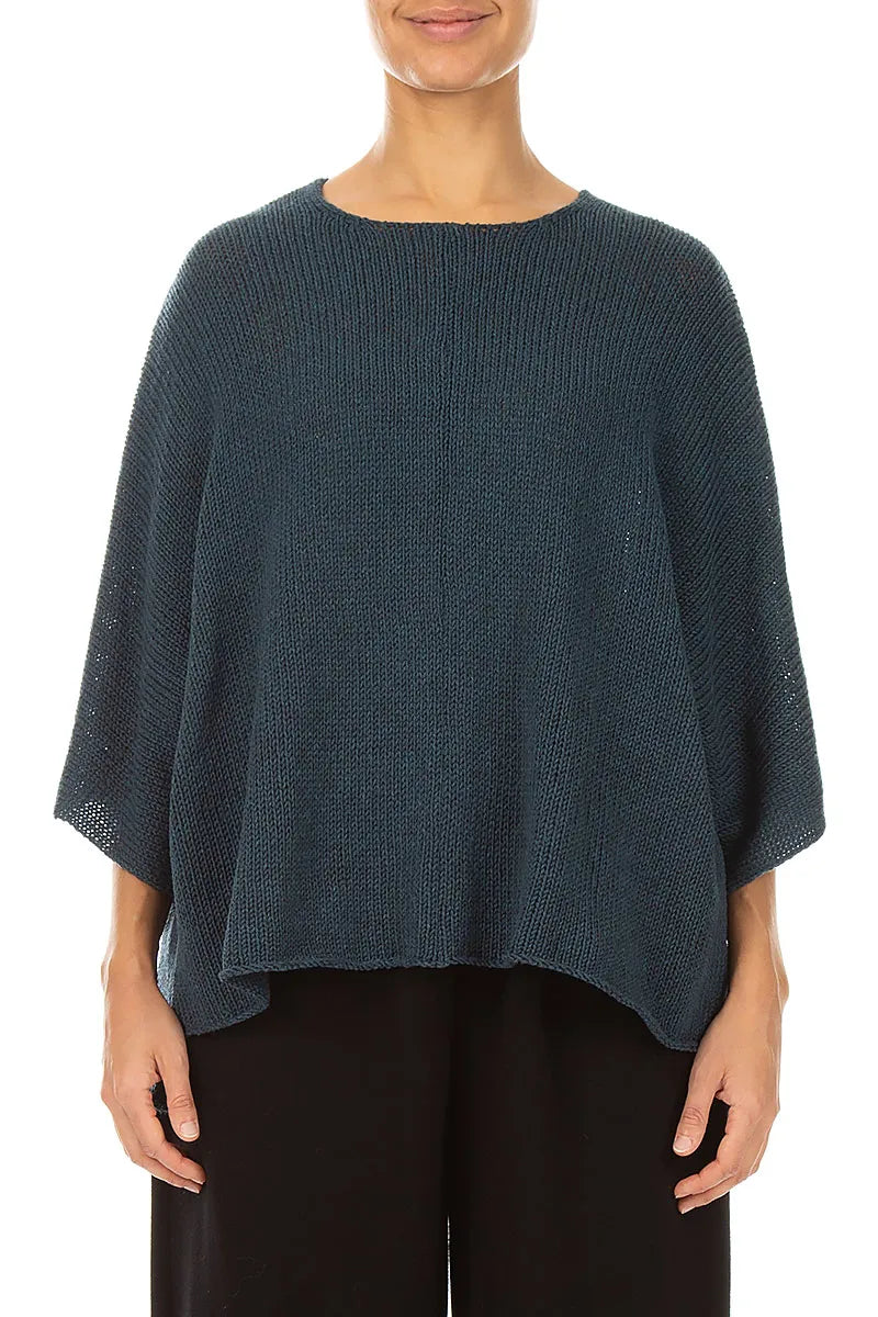 Boxy Slate Blue Merino Wool Jumper 1