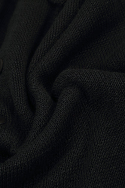 Boxy V-Neck Black Linen Vest