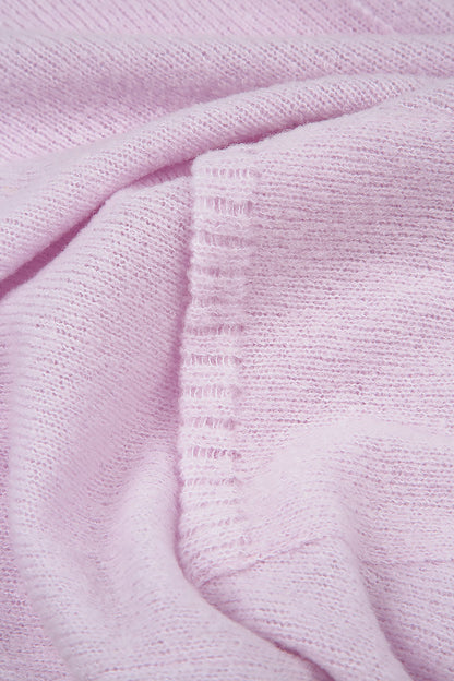 Boxy V-Neck Light Pink Wool Sweater 5