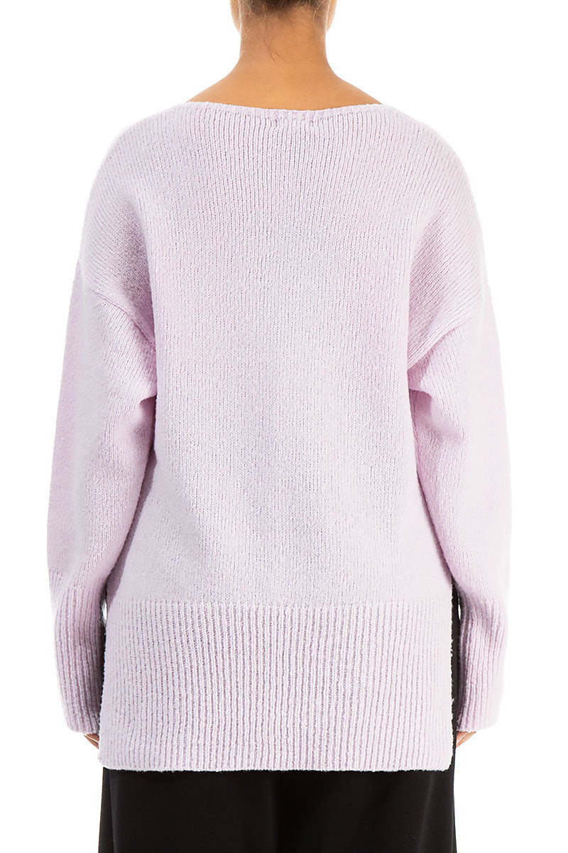 Boxy V-Neck Light Pink Wool Sweater 2